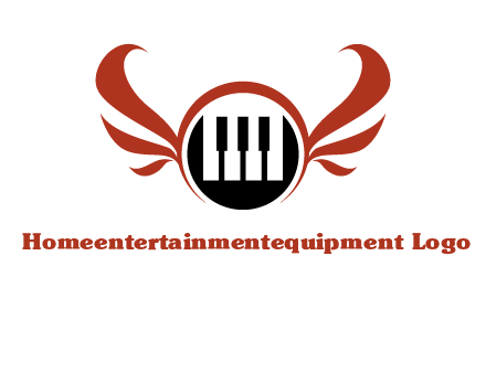 piano keys in a circle with wings logo