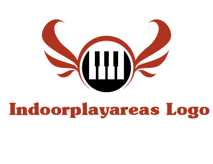 piano keys in a circle with wings logo