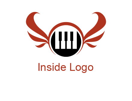 piano keys in a circle with wings logo
