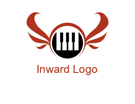 piano keys in a circle with wings logo