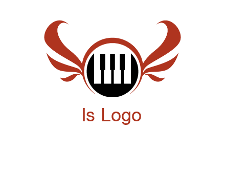 piano keys in a circle with wings logo