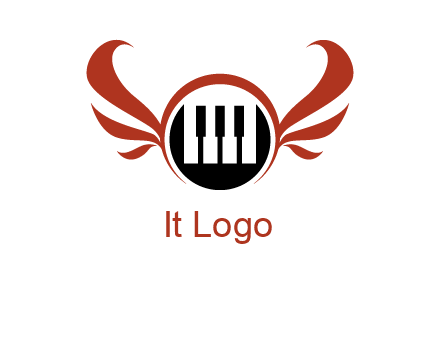 piano keys in a circle with wings logo