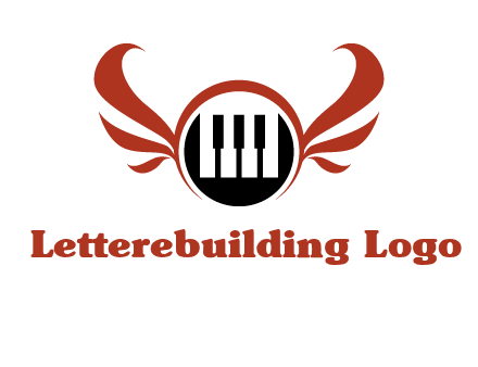 piano keys in a circle with wings logo