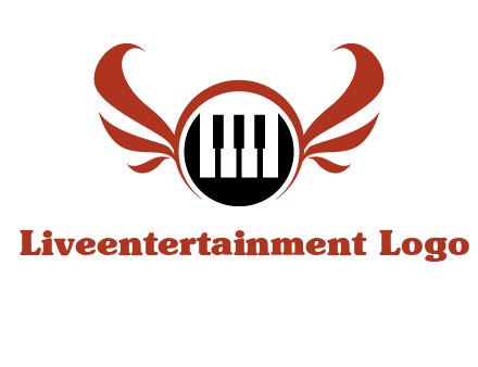 piano keys in a circle with wings logo
