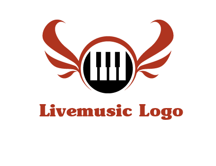 piano keys in a circle with wings logo