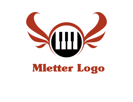 piano keys in a circle with wings logo