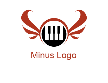piano keys in a circle with wings logo
