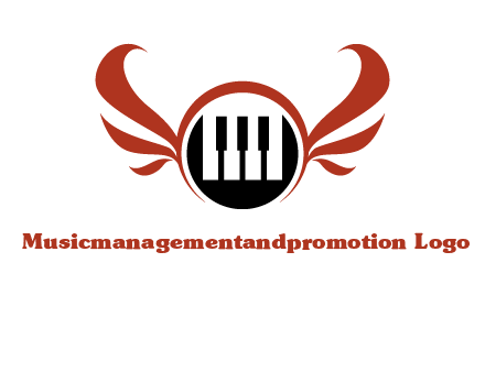 piano keys in a circle with wings logo