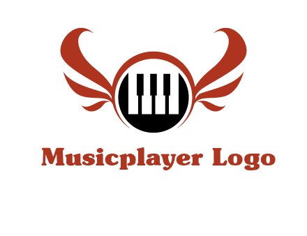 piano keys in a circle with wings logo