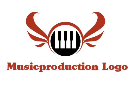 piano keys in a circle with wings logo