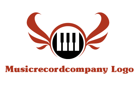 piano keys in a circle with wings logo