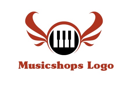 piano keys in a circle with wings logo