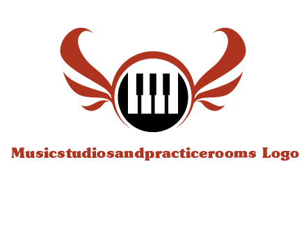 piano keys in a circle with wings logo