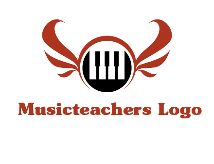 piano keys in a circle with wings logo