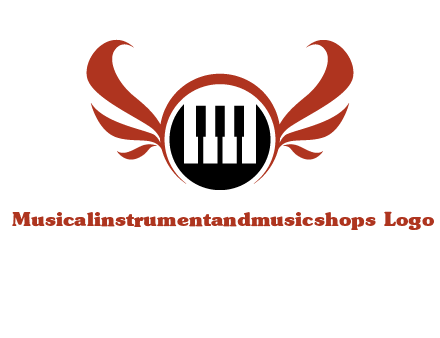 piano keys in a circle with wings logo