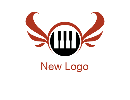 piano keys in a circle with wings logo