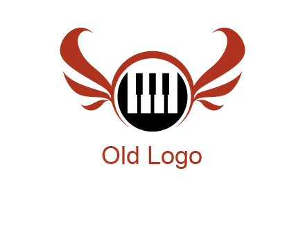 piano keys in a circle with wings logo