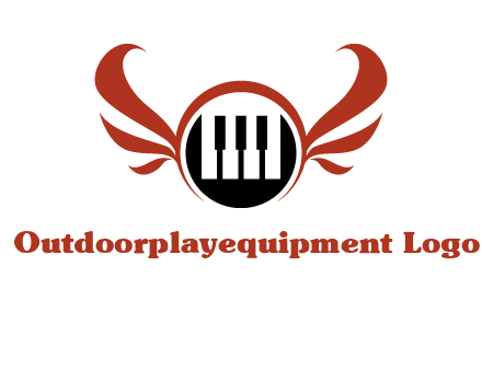 piano keys in a circle with wings logo