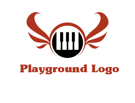 piano keys in a circle with wings logo