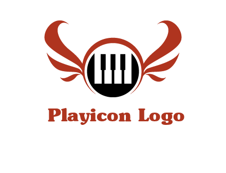 piano keys in a circle with wings logo