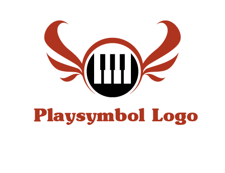 piano keys in a circle with wings logo
