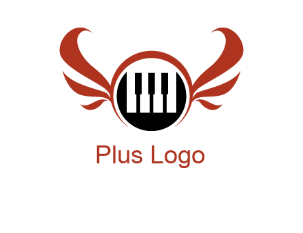 piano keys in a circle with wings logo