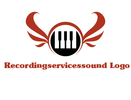 piano keys in a circle with wings logo