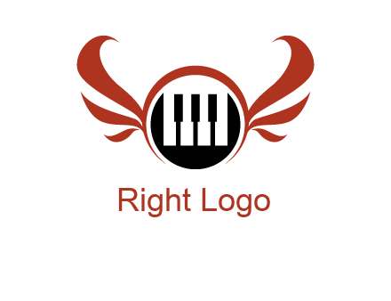 piano keys in a circle with wings logo