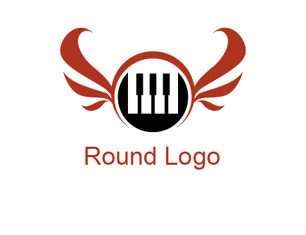 piano keys in a circle with wings logo