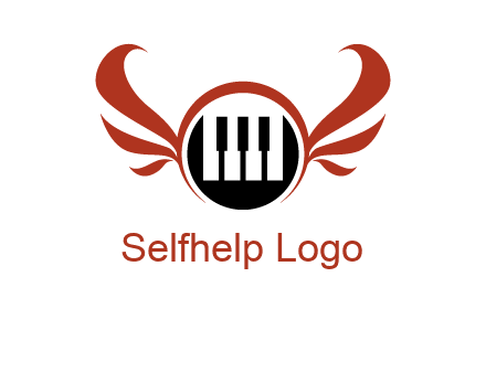 piano keys in a circle with wings logo
