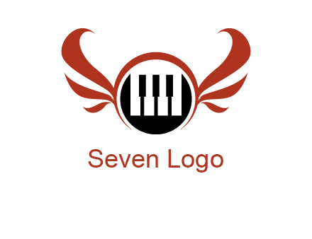 piano keys in a circle with wings logo