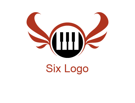piano keys in a circle with wings logo