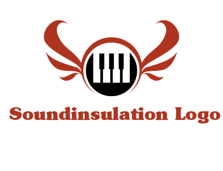 piano keys in a circle with wings logo