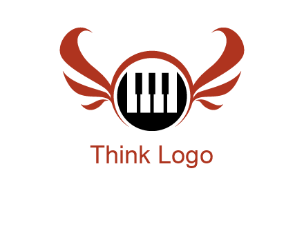 piano keys in a circle with wings logo
