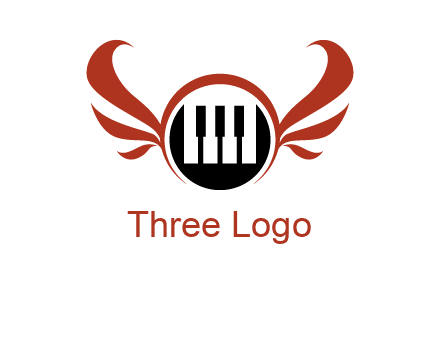 piano keys in a circle with wings logo