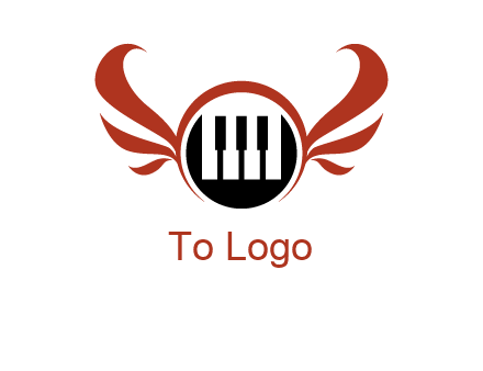 piano keys in a circle with wings logo