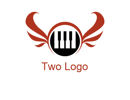 piano keys in a circle with wings logo