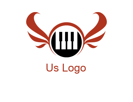 piano keys in a circle with wings logo