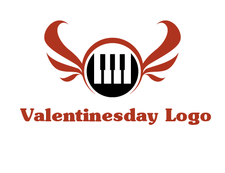 piano keys in a circle with wings logo