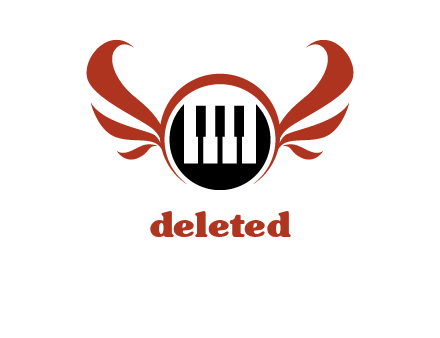 piano keys in a circle with wings logo