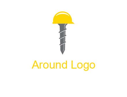 screw wearing construction hat logo