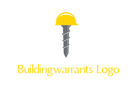 screw wearing construction hat logo