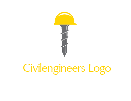 screw wearing construction hat logo