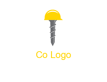 screw wearing construction hat logo