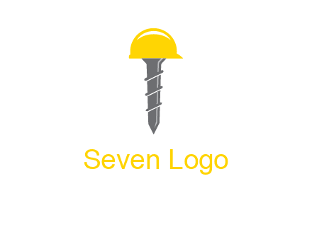 screw wearing construction hat logo