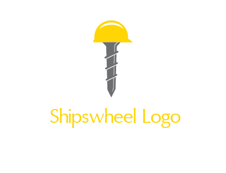 screw wearing construction hat logo