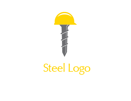 screw wearing construction hat logo