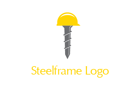 screw wearing construction hat logo