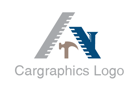 carpentry or construction tools logo with a hammer