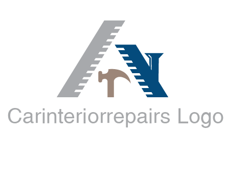 carpentry or construction tools logo with a hammer